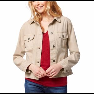Villager by Liz Claiborne Jacket Small Tan Button Up Lightweight Chest Pockets